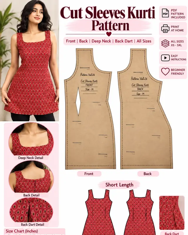 Cut Sleeves Kurti Pattern