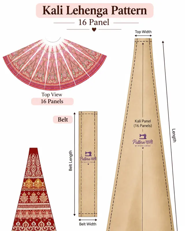 Kali Lehenga Pattern (16 Panel)